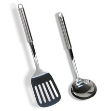 現代國產鋼包+特大鍋鏟套裝, 銀色, 中湯勺 + 特大鍋鏟, 1套
