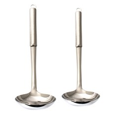 Livingglory 摩登湯勺 2件組, 銀色, 1套