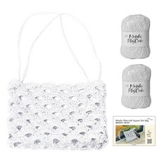 Yarna 金屬感編織繩方形網袋DIY材料包 線材2p + 教學影片 + 印刷圖案 S套組, 1套, 102 極光色