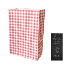 세븐집 체크무늬 포장 각대봉투 20p + 실링스티커 20p 세트, 레드, 1세트