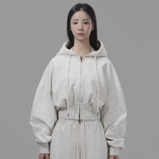 Fanshow 女款日常短版雙向拉鍊素色連帽外套 寬鬆版型運動衫