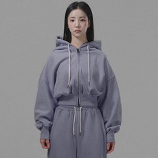 팬쇼 여성용 데일리 크롭 투웨이 무지 후드 집업 오버핏 스웻