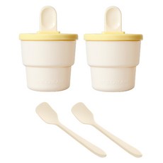 라임올리브 실리콘 미니 아이스크림틀 2p + 스푼 2p 세트, 화이트, 1세트