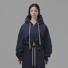 Fanshow 女款日常短版雙向素色連帽拉鍊寬鬆運動衫