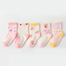 하라로이 유아용 과일 토끼 양말 5족 세트