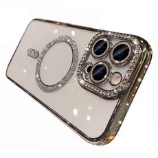 텐브릿지 샤이니 큐빅 테두리 맥세이프 호환 클리어 휴대폰 케이스