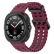 SPACE SHIELD Galaxy Watch 兼容扣環式海洋矽膠錶帶, 1個, 酒紅色