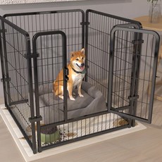 curiouspet 寵物鐵製圍欄 柵欄 4面組合, 黑色, 1套