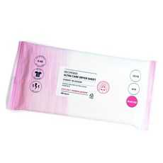 recipebox 韓兔 Ultra Care 烘衣機用乾衣紙 纖維柔軟精 櫻花香 正裝, 40入, 1個
