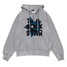 Escapefrom Blue I AM ROCKSTAR 印花雙向拉鍊連帽外套