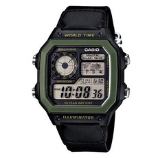 CASIO 卡西歐 男士100米防水數位電子手錶 + 螢幕保護貼套組 AE-1200WHB-1B