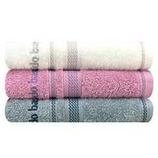 Songwol 松月 AB Jazz刺繡20支棉製素色毛巾 隨機出貨, 3個