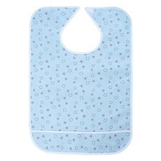 뉴실버 식사용 벨크로 방수 턱받이, 블루플라워, 1개