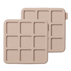 Diar 孩童副食品鉑金矽膠9格分裝密封冷凍盒, 2個, Pink Beige