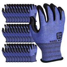 Cheonhamujeok U3 Workman NBR泡棉塗層工作安全手套 雙手套組 L, 藍色, 30個