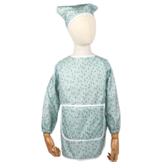 BEBE CHOUETTE 兒童防水長袖美術圍裙頭巾組, 夢幻天空花朵