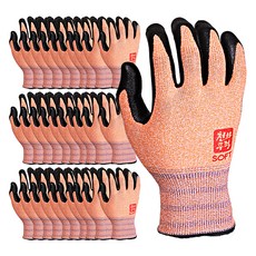 柔軟 NBR 泡棉塗層半塗層工作安全手套，兩手組 L, 30雙, 橘色