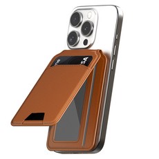 미아크 아이폰12 이상 맥세이프 카드지갑 3장 수납 각도조절 가죽 휴대폰 케이스, 브라운, 1개