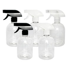 World Clean 透明扁圓形噴霧器 500ml x 5入組, 黑色, 黑色, 白色, 白色, 透明, 1套