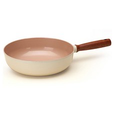 VIZZART Woove系列木質單柄陶瓷不沾深炒鍋 IH爐適用, 24cm, 1個
