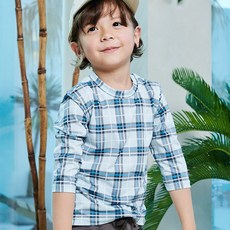 SNEFF 兒童巴洛克風格格紋長袖泳衣防曬衣