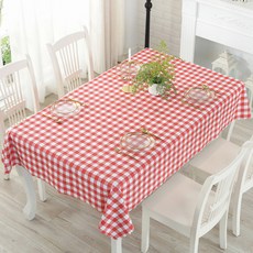 Kkaenggu 防水高級格紋桌布, 137 x 180 cm, 1個, 紅色格紋