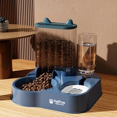 PASTEL PET 立體耳朵大容量半自動餵水器, 藍色, 1個