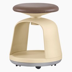 생활지음 벨 스툴 캐스터형, 라떼 + 브라운(가죽), 1개