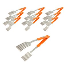 코코렉스 빵 스텐 캠핑 바베큐 숯 멀티 다용도 잠금집게, 실버 + 오렌지, 10개