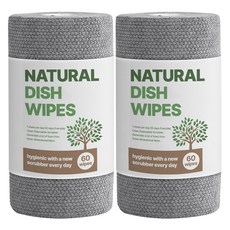 天然壓紋拋棄式菜瓜布, 灰色, 60入, 2個