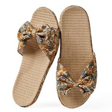 女款花卉圖案蝴蝶結點綴舒適室內拖鞋, 1個, 黃色