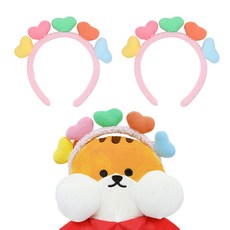 LivingDA 毛絨愛心髮箍, 粉紅色, 2個