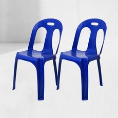 KSY 플라스틱 간이 등받이 의자 B-240, 블루, 2개