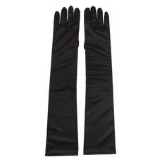 LivingDA 雙手戴的緞面長手套一套, 黑色, 1組