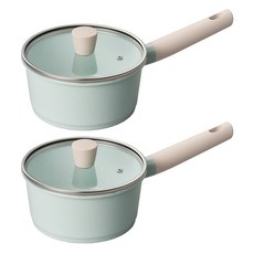 Corelle Brands 康寧餐具 Pyrex IH爐適用Pyrex系列陶瓷不沾鍋具4件組, 藍色, 1組, 單柄湯鍋 18cm 2入+玻璃鍋蓋 2入