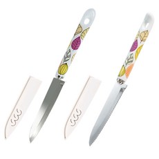 GENIAL Flora 平刃水果刀 + 鋸齒水果刀組, 混合顏色, 1套