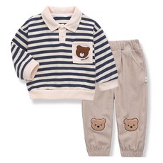 조이멀티 아동용 골덴베어 단가라 카라 맨투맨 상하복 세트