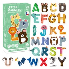 葉子磁鐵拼圖玩動物字母 P-01, 26件, 1套