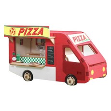 YoungModeler 英工房 DIY 發條音樂盒 披薩卡車 木質立體拼圖 YM-958, 1個
