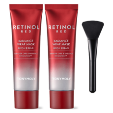 TONYMOLY 紅色視黃醇煥採裹敷面膜 50ml x 2p + 刷子套裝, 1組