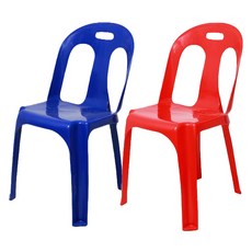 KSY 플라스틱 간이 등받이 의자 B-240 + 241 세트, 블루, 레드, 1세트