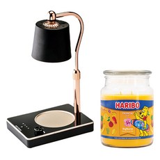 HARIBO 大罐香氛蠟燭 + 可調光定時融蠟燈組, 熱帶樂園, 黑色(融蠟燈)