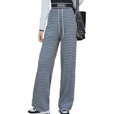 구디프 여성용 컴포트 스트라이프 밴딩 와이드 트레이닝 팬츠