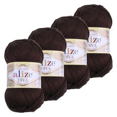 마마니트 디바 뜨개실, 0026 다크브라운, 4개