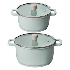 Corelle Brands 康寧餐具 Pyrex IH爐適用Pyrex系列陶瓷不沾鍋具4件組, 藍色, 雙耳鍋 20cm+雙耳鍋 24cm+玻璃鍋蓋 2入, 1組