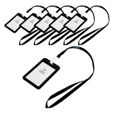 모던앳 목걸이 명찰 사원증 신분증 케이스 행사 출입 카드 홀더, 블랙, 6개