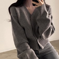 MEICHEL 女款基本標籤V領長袖針織外套 13513