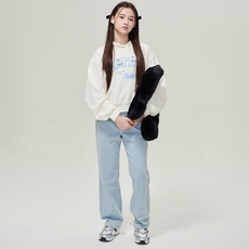 applepink 女童直筒刷洗牛仔褲