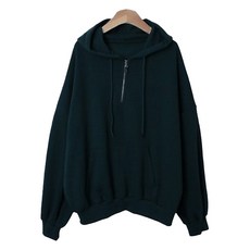 시크블랙 도일르 데일리 오버핏 반집업 가오리 후드티 cpt15593k47