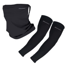 韓國 iWANNA 防紫外線運動面罩+臂套2件套, 黑色, 1組